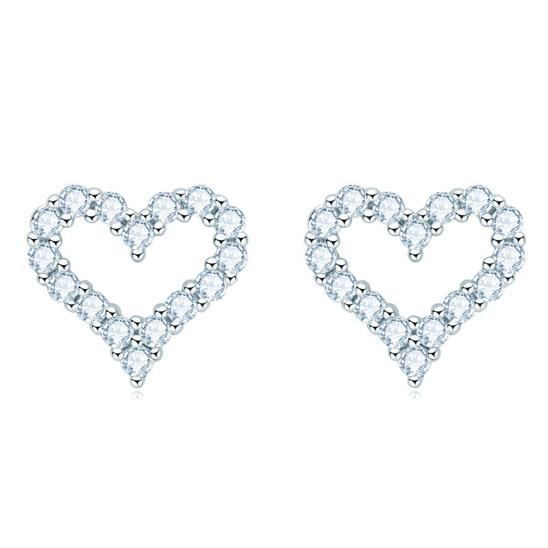 #98 Heart Moissanite Necklace & Stud Earrings Set