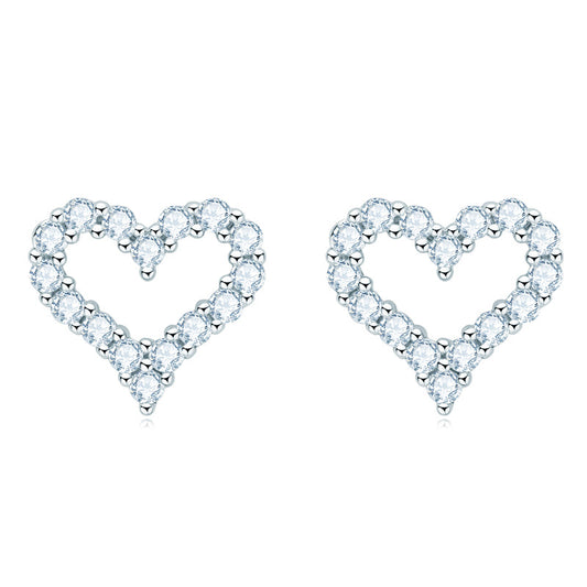 #98 Heart Moissanite Necklace & Stud Earrings Set