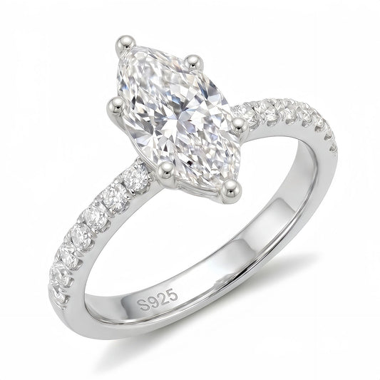 #135 VNK Marquise Cut Moissanite Ring – 925 Silver Engagement Ring (1-5CT)