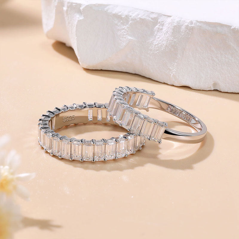 Emerald Moissanite Eternity Ring Stacking Band