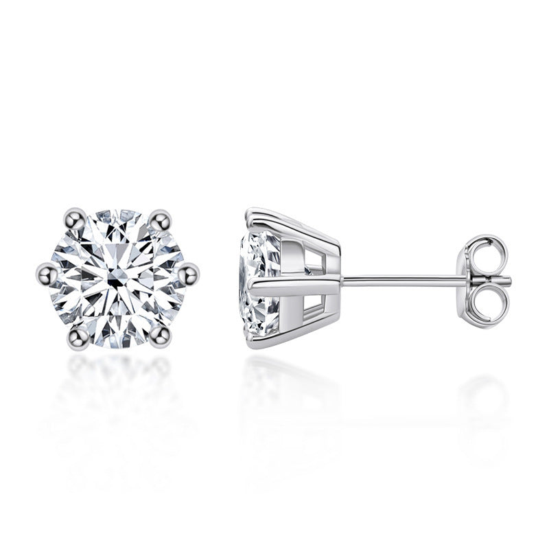 #01 Six-Prong Moissanite Stud Earrings S925 Sterling Silver