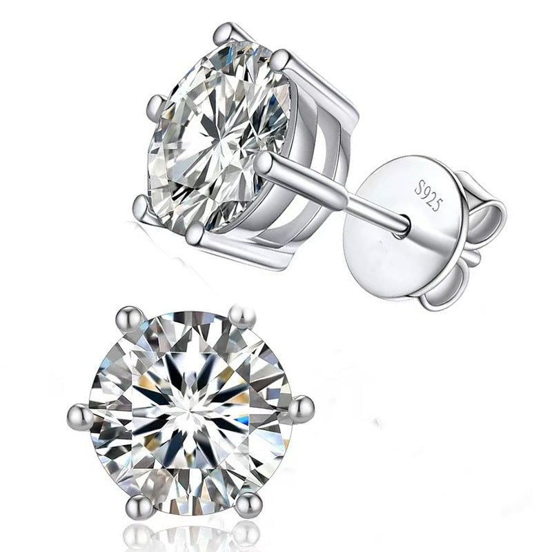 #01 Six-Prong Moissanite Stud Earrings S925 Sterling Silver
