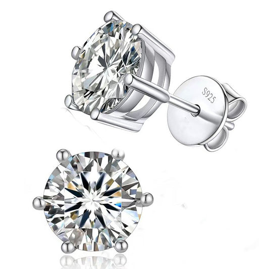 #01 Six-Prong Moissanite Stud Earrings S925 Sterling Silver