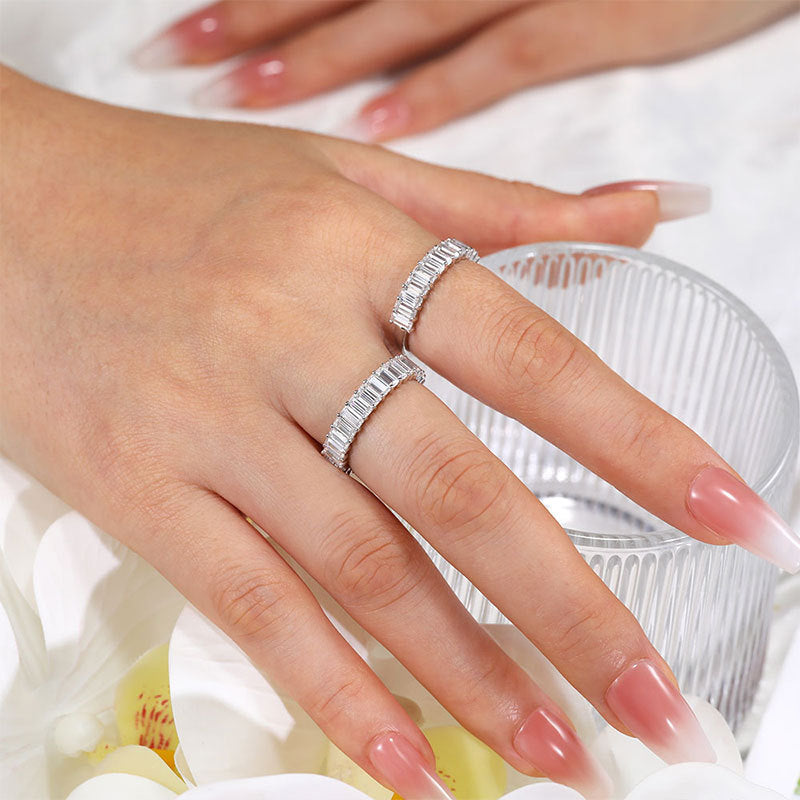 Emerald Moissanite Eternity Ring Stacking Band
