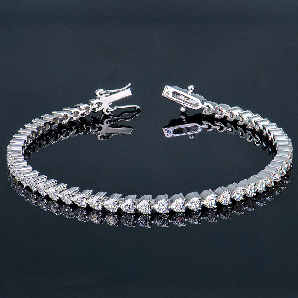 #160 VANNICK Tennis Bracelet Heart Cut Moissanite 925 Sterling Silver 3mm 4mm