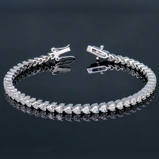 #160 VANNICK Tennis Bracelet Heart Cut Moissanite 925 Sterling Silver 3mm 4mm