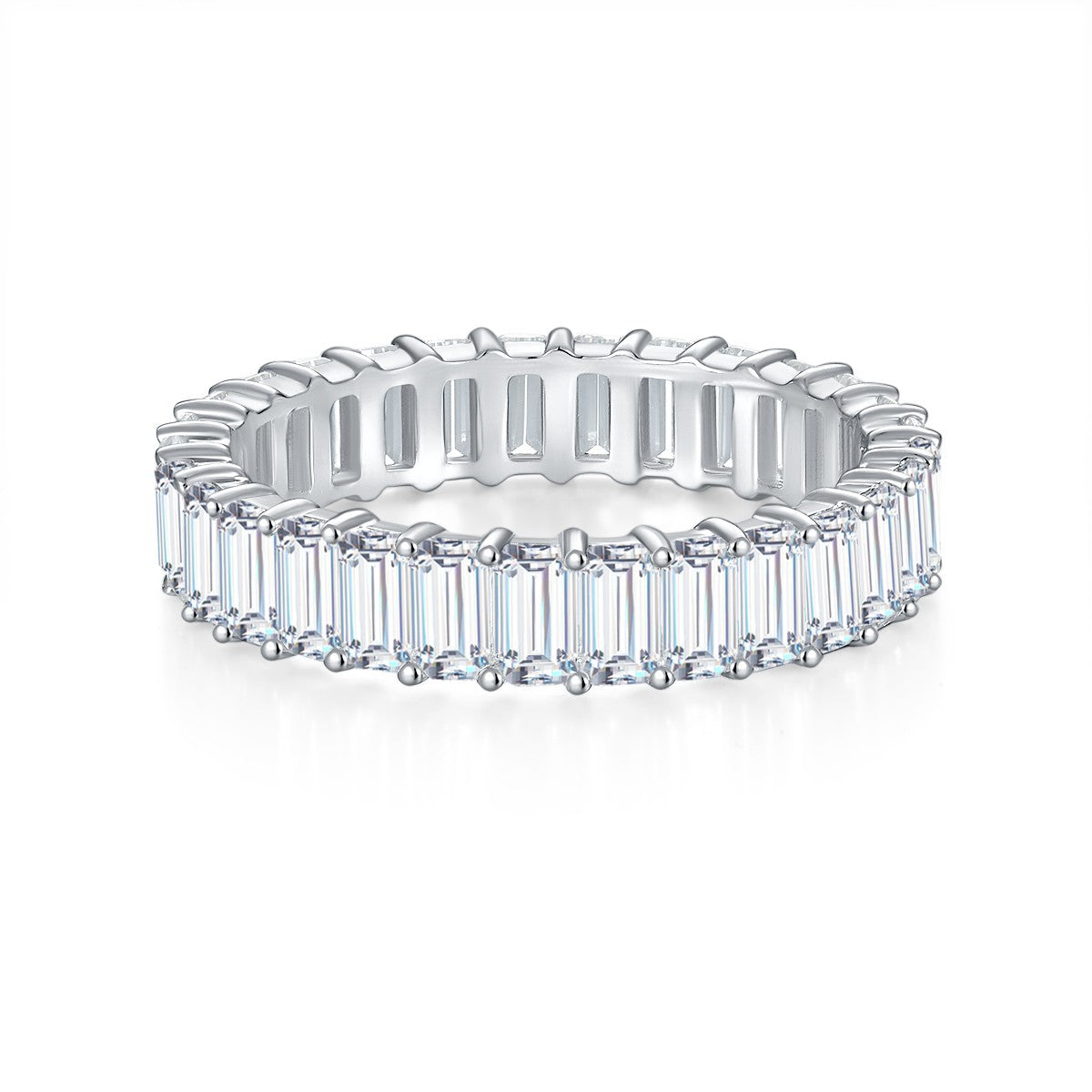 Emerald Moissanite Eternity Ring Stacking Band