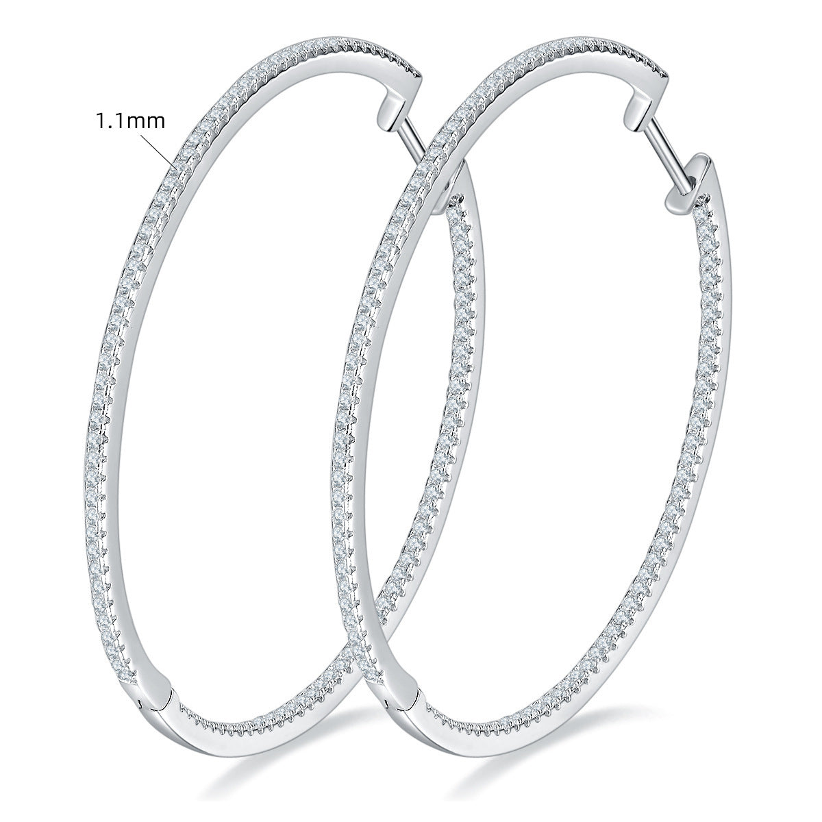 Slim Hoop Earrings Moissanite Jewelry