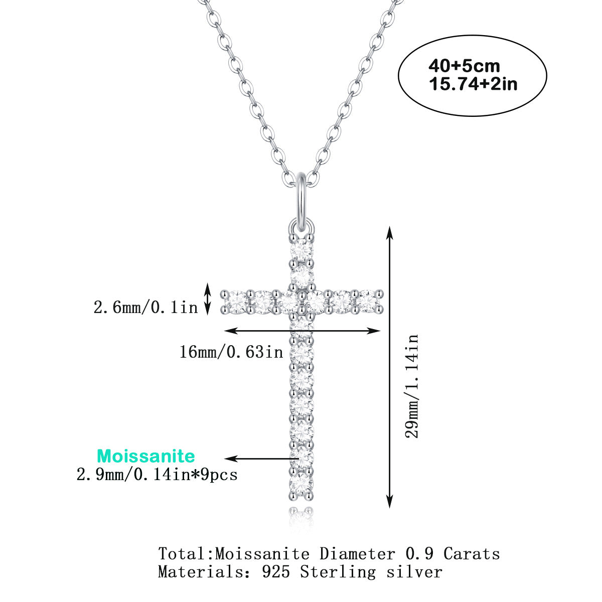 #108 Cross Pendant Necklace Collection 925 Sterling Silver Jewelry