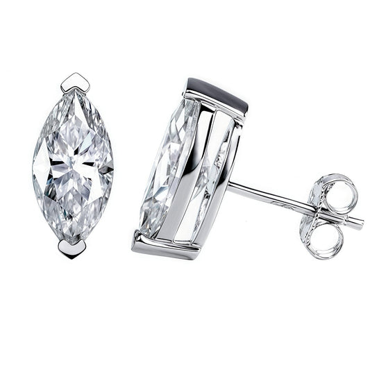 #95 VANNICK Marquise Cut Moissanite Stud Earrings – 1ct/2ct Options,925 Sterling Silver