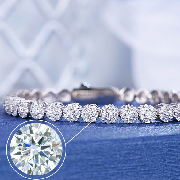 #161 VANNICK 5mm Cluster Moissanite Tennis Bracelet 925 Sterling Silver Halo Bracelet