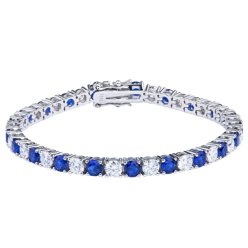 #156 VANNICK Blue Sapphire & Moissanite Alternating Tennis Bracelet