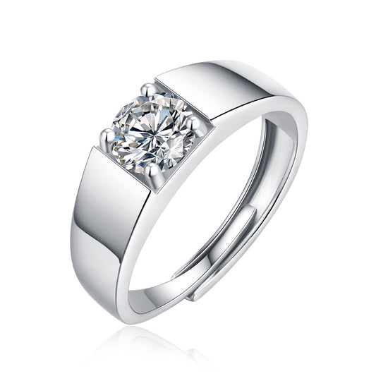 #M4 VNK Men’s Minimalist Moissanite Ring | 1CT Center, Channel-Set in 925 Silver