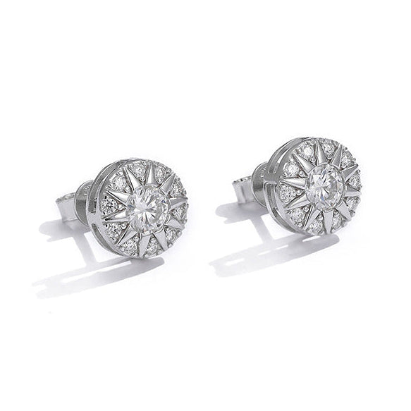 #78 VNK Unisex Moissanite Starburst Stud Earring Ice Out Hip Hop Studs in Sterling Silver