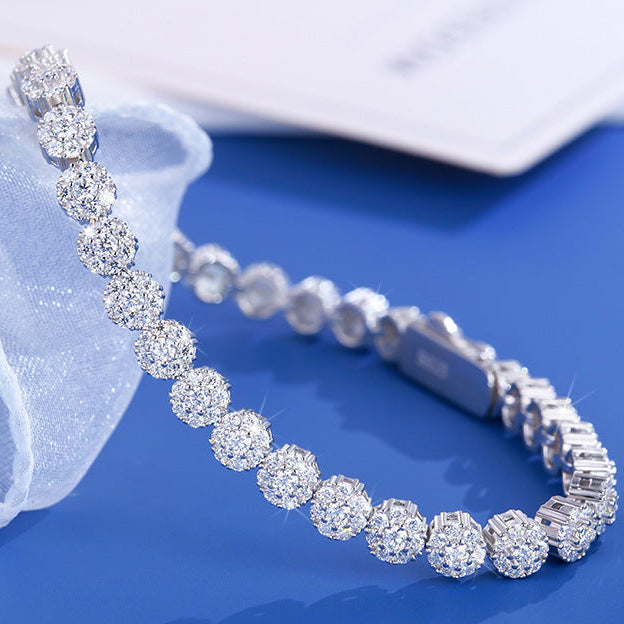#161 VANNICK 5mm Cluster Moissanite Tennis Bracelet 925 Sterling Silver Halo Bracelet