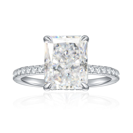 <SnowQueen>Radiant Moissanite Wedding Ring