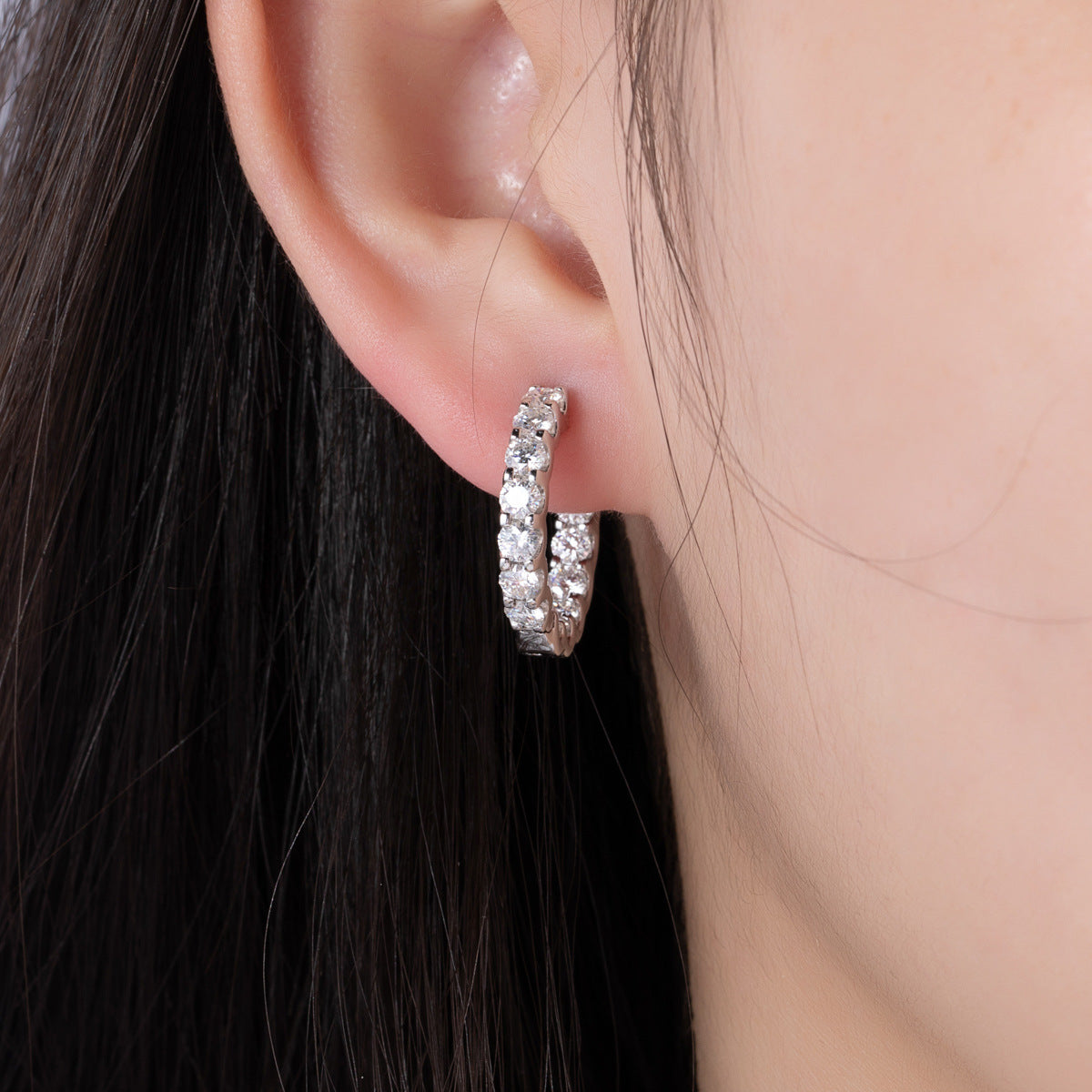 #165 VANNICK Full Eternity Moissanite Hoop Earrings – 2.6ct Total Weight