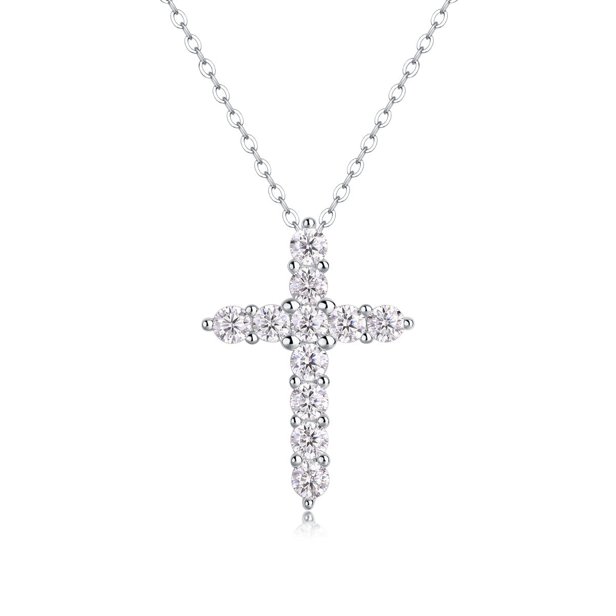 #107 Full Moissanite Gems Cross Pendant Necklace 925 Sterling Silver Jewelry