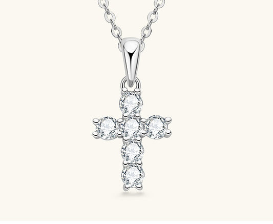 #109 French Vintage Cross Pendant Necklace 925 Sterling Silver Jewelry