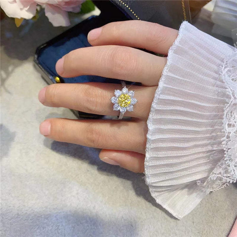 Sunflower Cluster Moissanite Ring#148