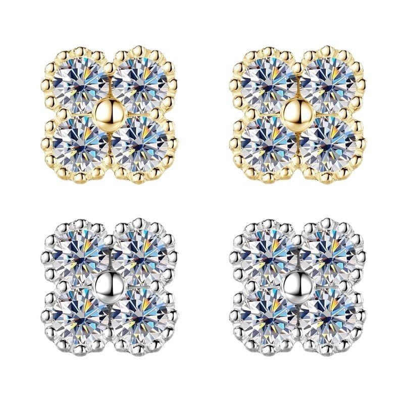 #71 VANNICK Four-Leaf Clover Moissanite Stud Earrings – S925 Silver