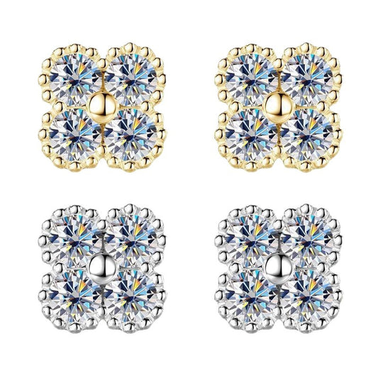 #71 VANNICK Four-Leaf Clover Moissanite Stud Earrings – S925 Silver