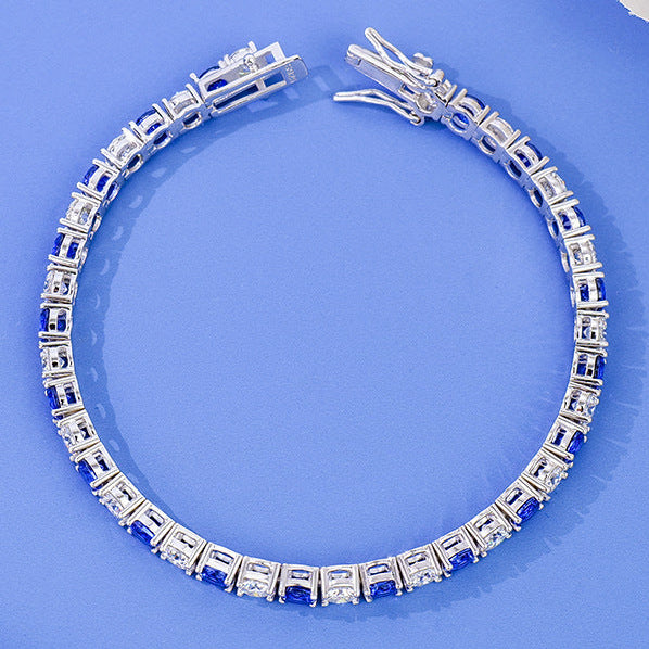 #156 VANNICK Blue Sapphire & Moissanite Alternating Tennis Bracelet
