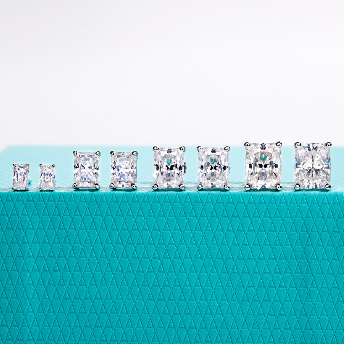 #11 Radiant Cut Moissanite Earrings in 925 Sterling Silver