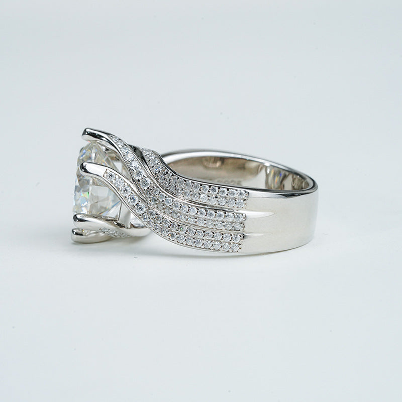 #147 VNK 3CT/5CT Twisted Wide Moissanite Engagement Ring - 925 Silver