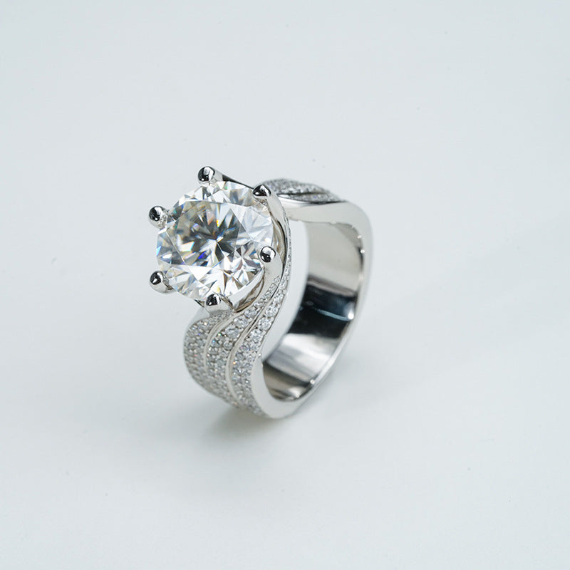 #147 VNK 3CT/5CT Twisted Wide Moissanite Engagement Ring - 925 Silver