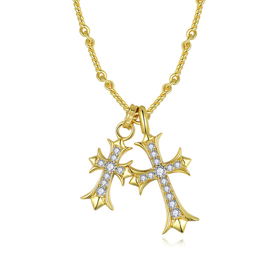 Full Moissanite Cross Pendant Necklace