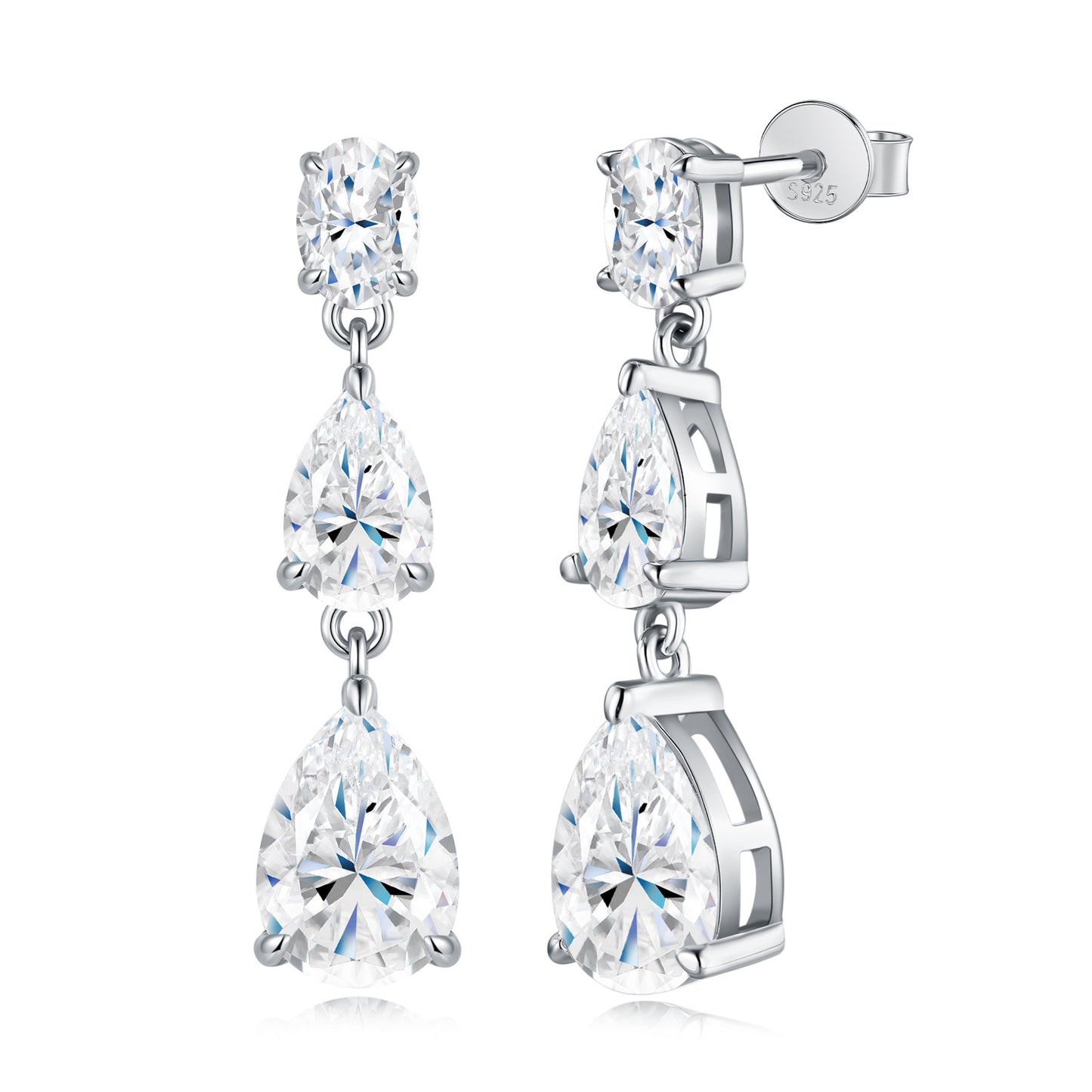 #132 VNK Luxury Linear Marquise & Pear Moissanite Earrings | Leaf-Inspired Drop Design
