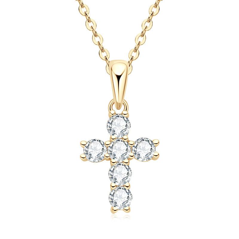 #109 French Vintage Cross Pendant Necklace 925 Sterling Silver Jewelry