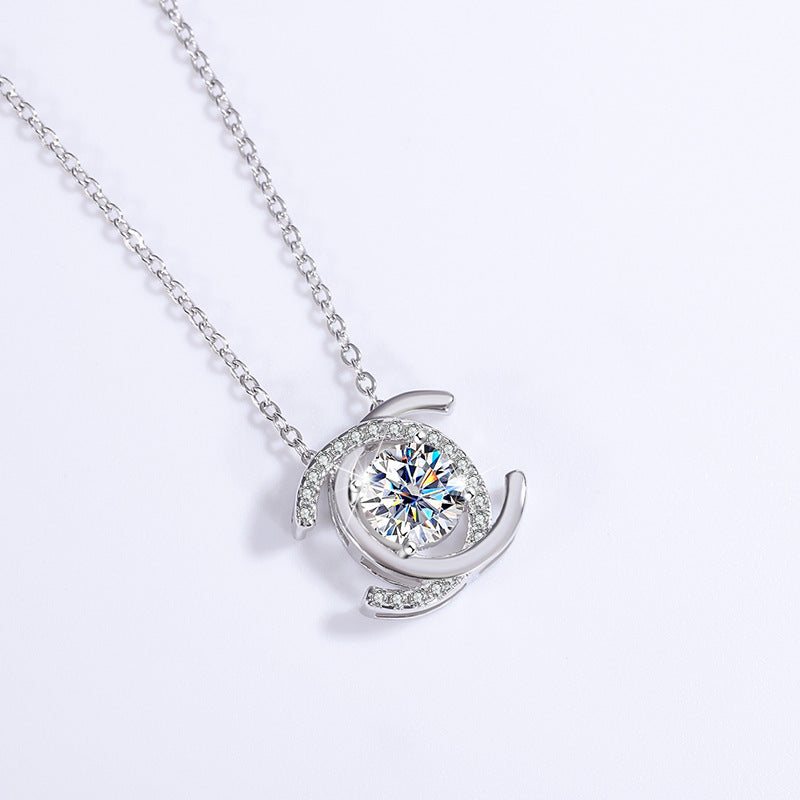 #100 VNK Elegant Double C Moissanite Necklace & Stud Earrings Set | 925 Sterling Silver