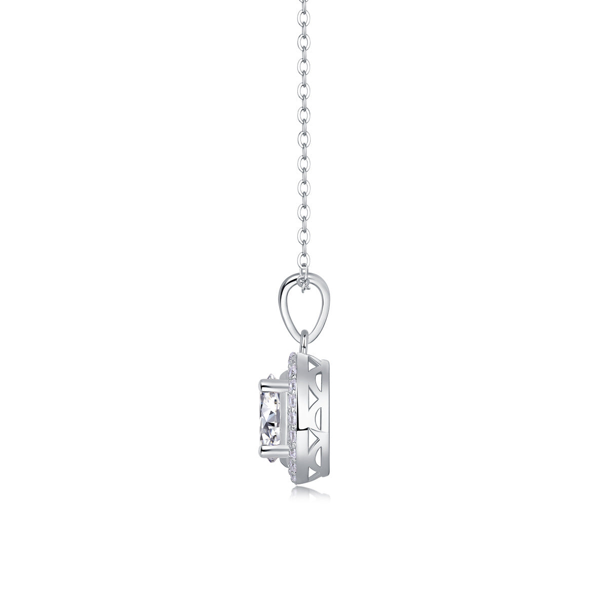 Oval Moissanite Halo Pendant Necklace#102