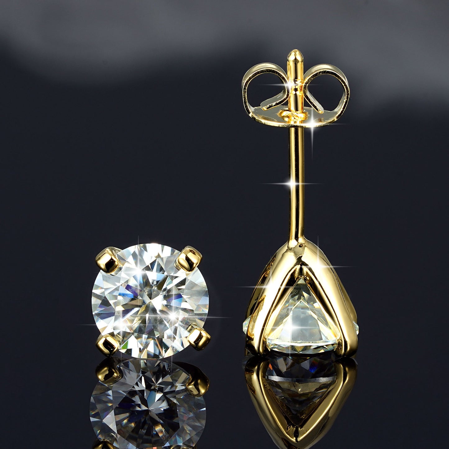 #35 VANNICK Classic Solitaire Round Moissanite Stud Earrings – 925 Sterling Silver