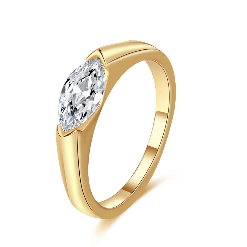 #136 Bezel-Set Marquise Moissanite Ring – Daily Luxury Band