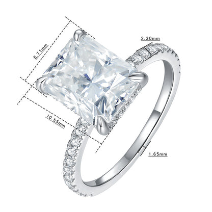 <SnowQueen>Radiant Moissanite Wedding Ring