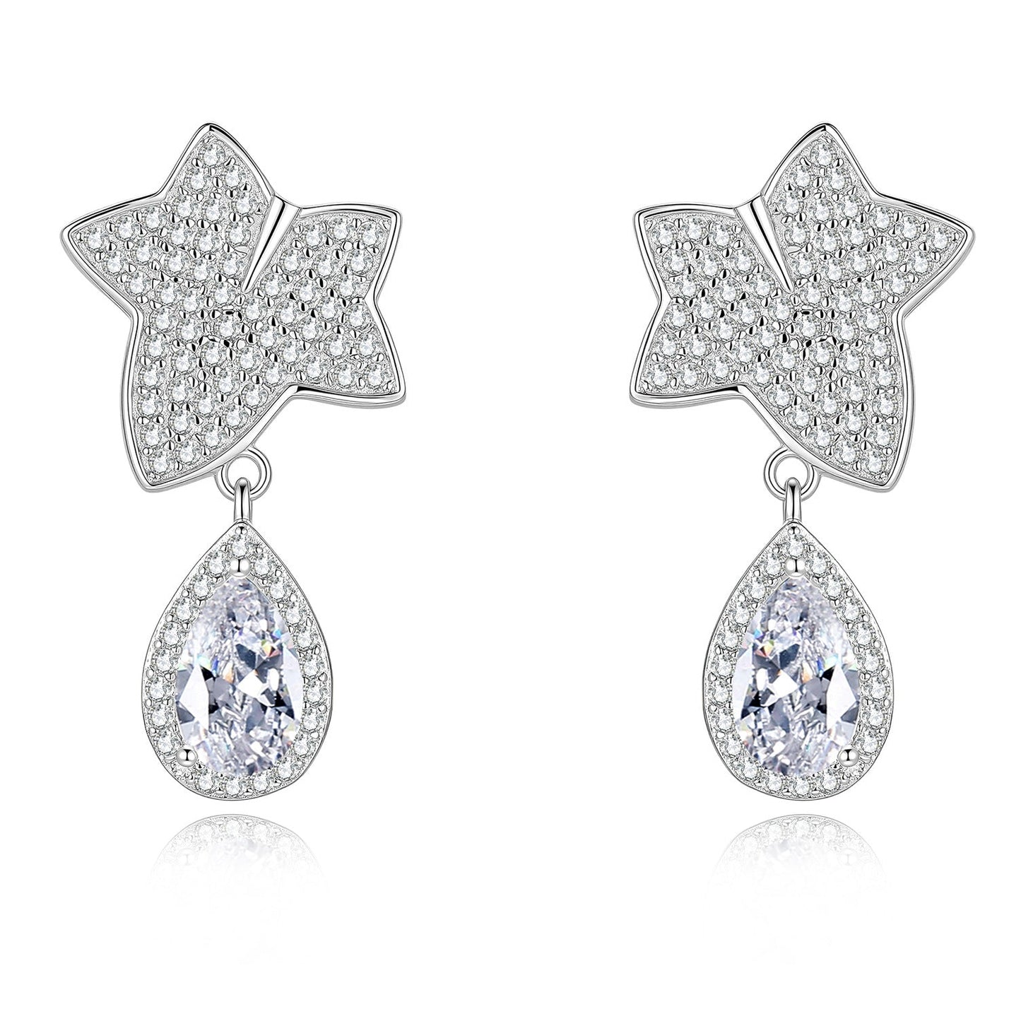 #131 VNK Luxury Star & Teardrop Moissanite Earrings | Sparkling Star Stud with Pear DropC