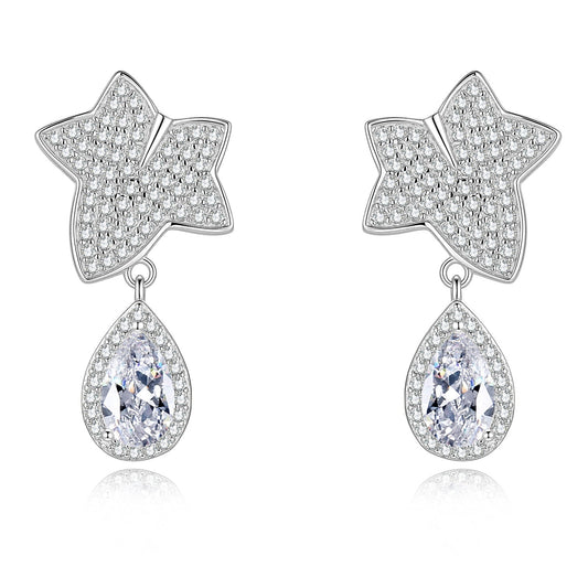 #131 VNK Luxury Star & Teardrop Moissanite Earrings | Sparkling Star Stud with Pear DropC