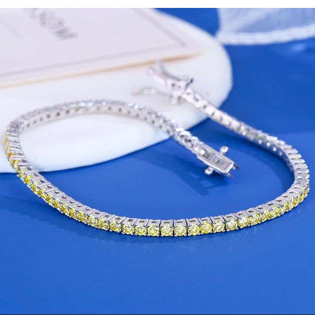 #159 VANNICK Lemon Yellow Moissanite Tennis Bracelet – 925 Silver (Available in 2mm/3mm)