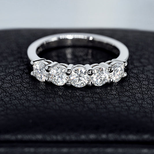 #06 Moissanite Half Eternity Rings 925 Sterling Silver Jewelry
