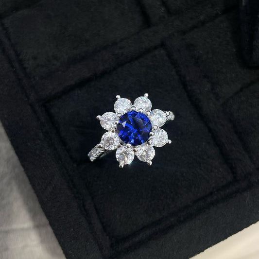 #112 Sunflower Moissanite Ring for Women | 925 Sterling Silver D Color VVS1 Engagement Ring