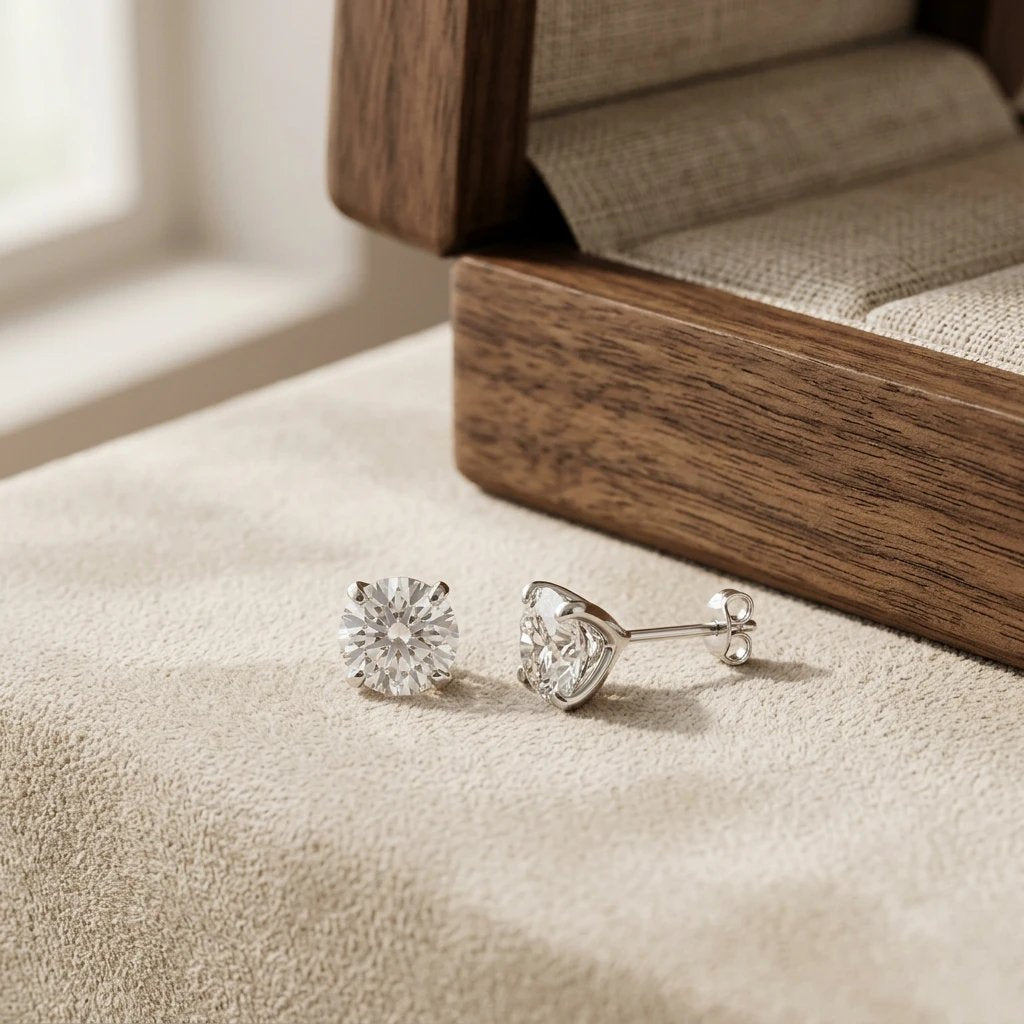 #35 VANNICK Classic Solitaire Round Moissanite Stud Earrings – 925 Sterling Silver