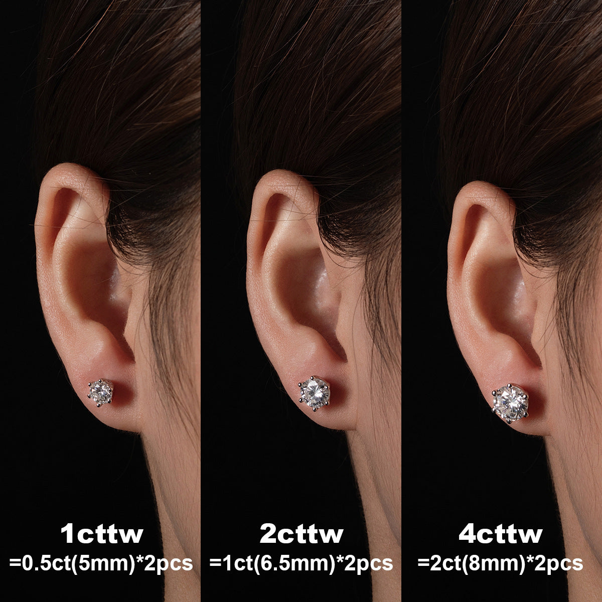 #01 Six-Prong Moissanite Stud Earrings S925 Sterling Silver