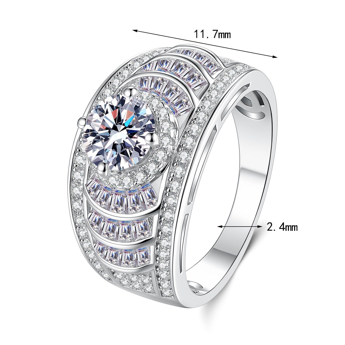 Royal Blue Moissanite Statement Cocktail Ring#178