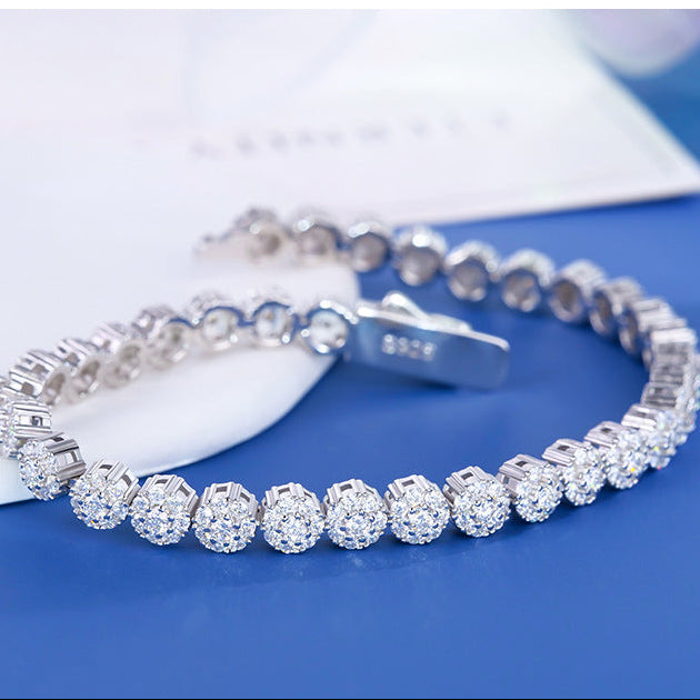 #161 VANNICK 5mm Cluster Moissanite Tennis Bracelet 925 Sterling Silver Halo Bracelet