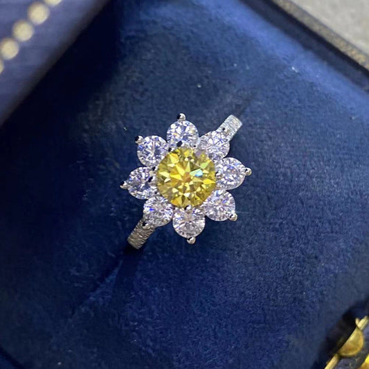 Sunflower Cluster Moissanite Ring#148