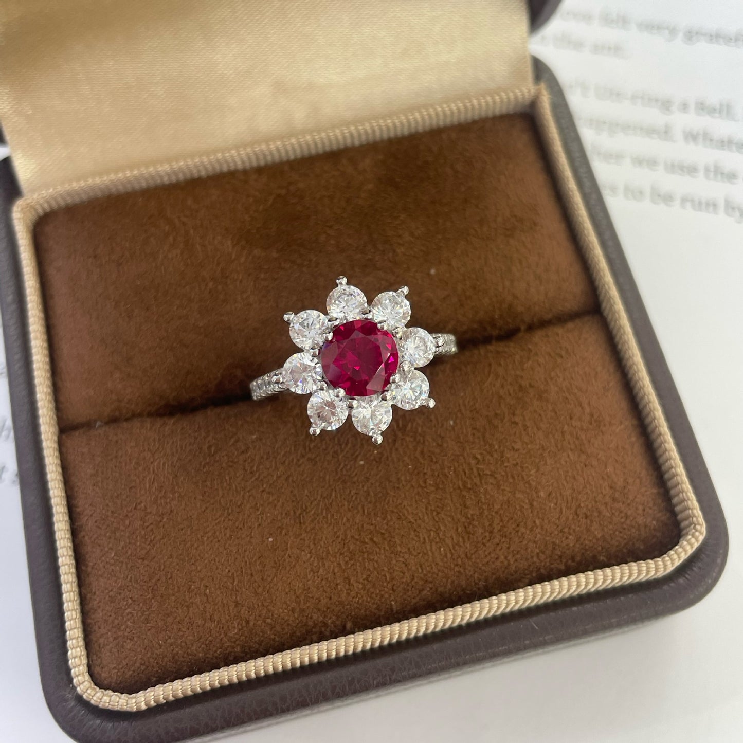 #112 Sunflower Moissanite Ring for Women | 925 Sterling Silver D Color VVS1 Engagement Ring