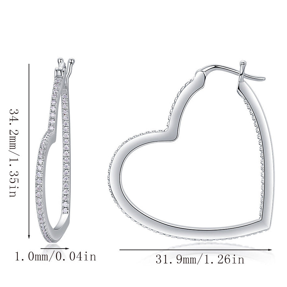 #46 VANNCIK Heart-Shaped Round Cut Moissanite Hoop Earrings – 925 Sterling Silver